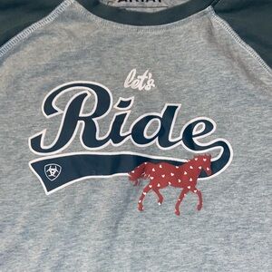 Ariat long sleeve t-shirt size XL/14 Let's Ride horse design